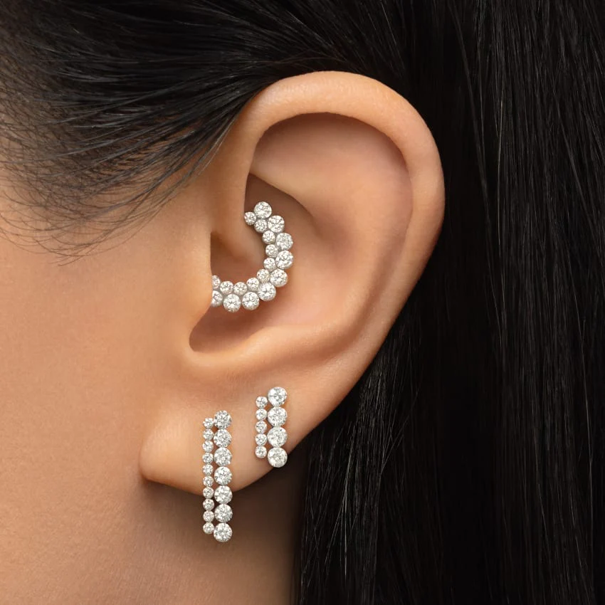 Invisible Set Diamond Apsara Bar Stud Earring - Image 7