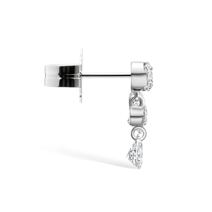 Invisible Set Diamond Crescendo Bar Stud Earring - Image 4