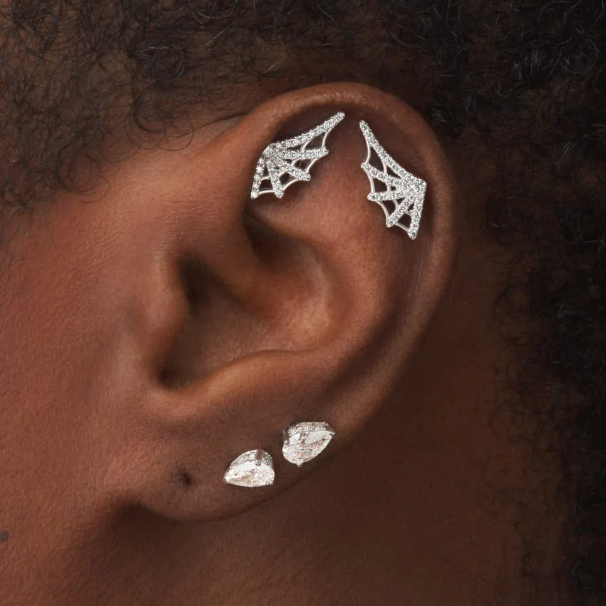 Diamond Web Threaded Stud Earring - Image 24