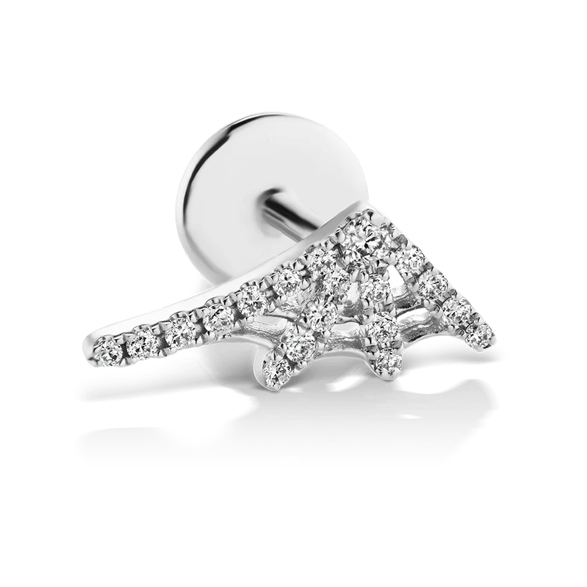 Diamond Web Threaded Stud Earring - Image 7