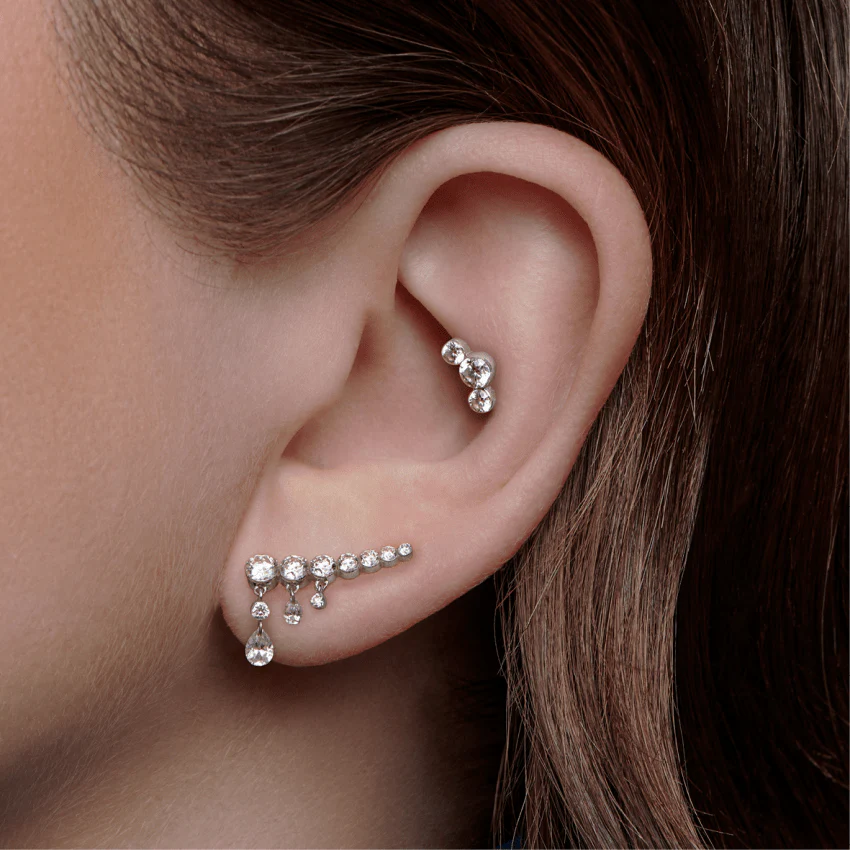 18mm Curved Crescendo Bar Invisible Set Diamond Ear Climber - Image 12