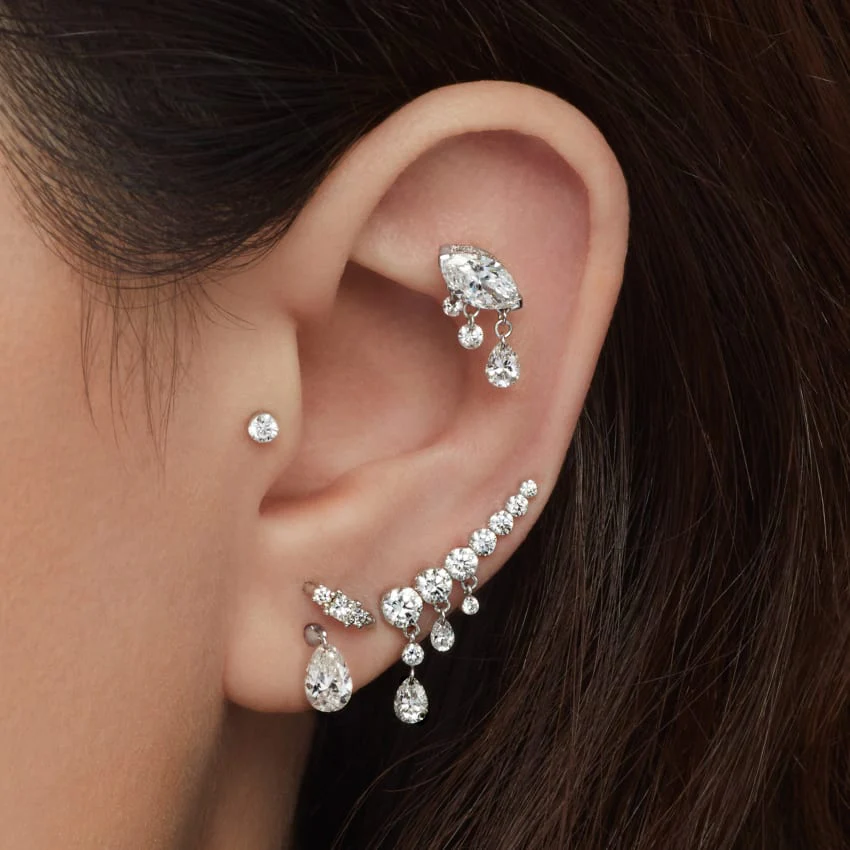 18mm Curved Crescendo Bar Invisible Set Diamond Ear Climber - Image 13