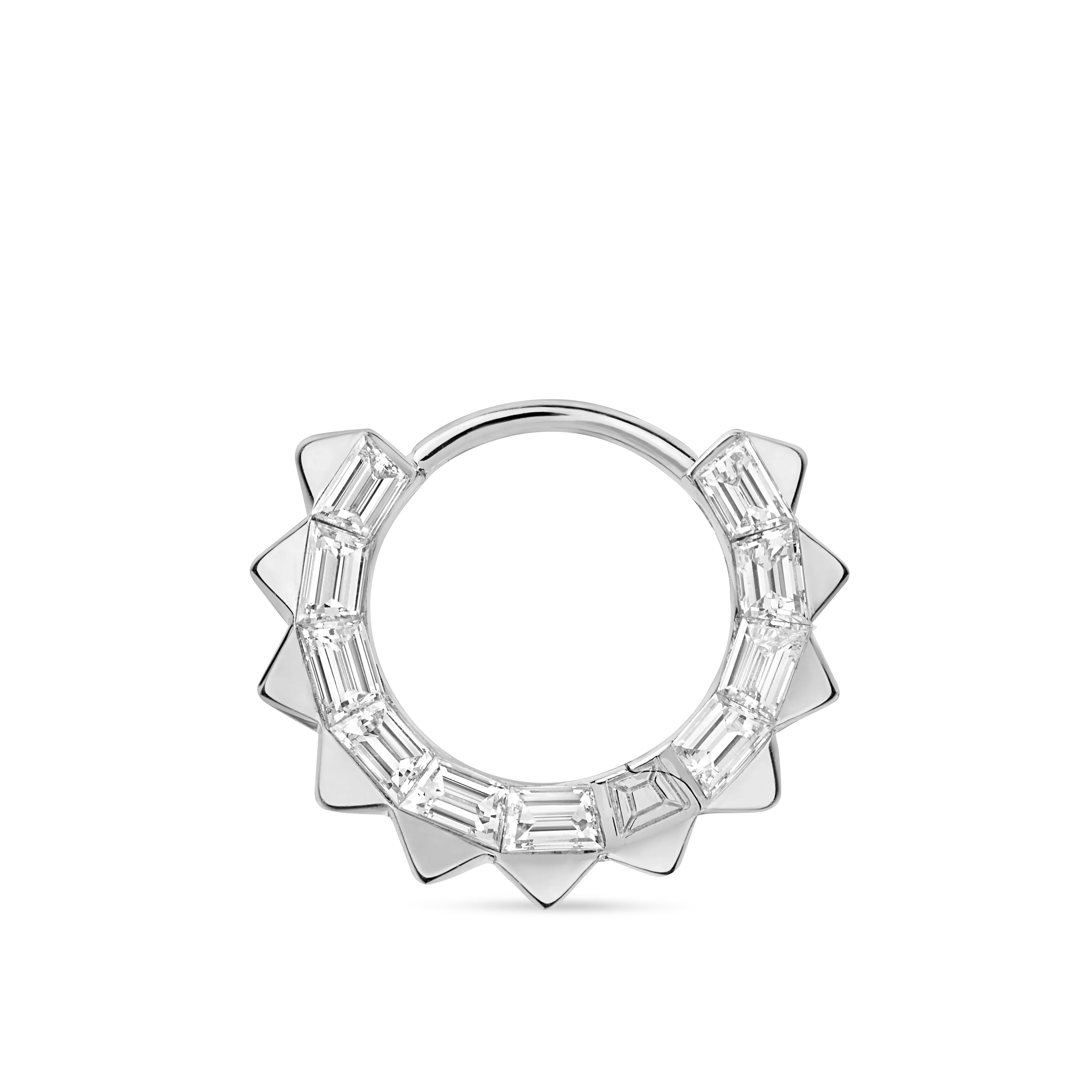 2.5mm Pyramid and Baguette Diamond Eternity Hoop Earring - Image 3