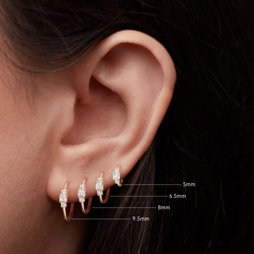2mm Diamond Princess Hoop Earring - Image 7