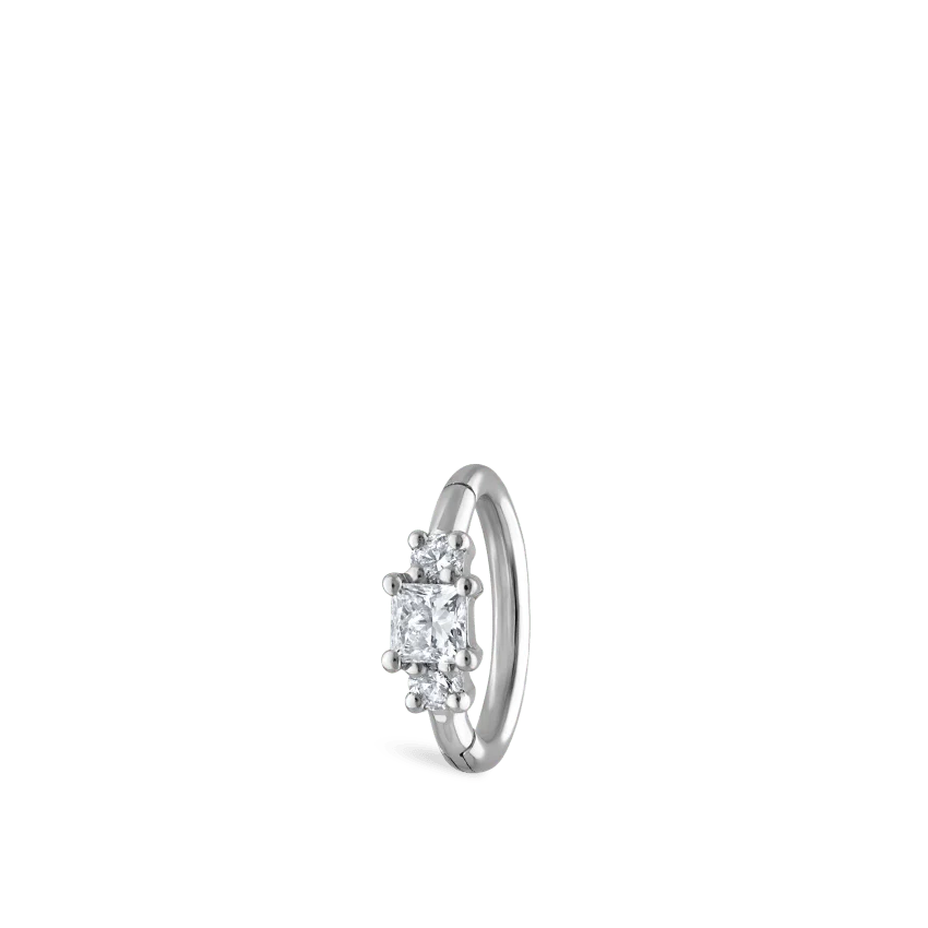 2mm Diamond Princess Hoop Earring - Image 8