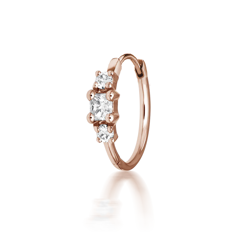 2mm Princess Diamond Hoop Earring (Non-Rotating) - Image 3