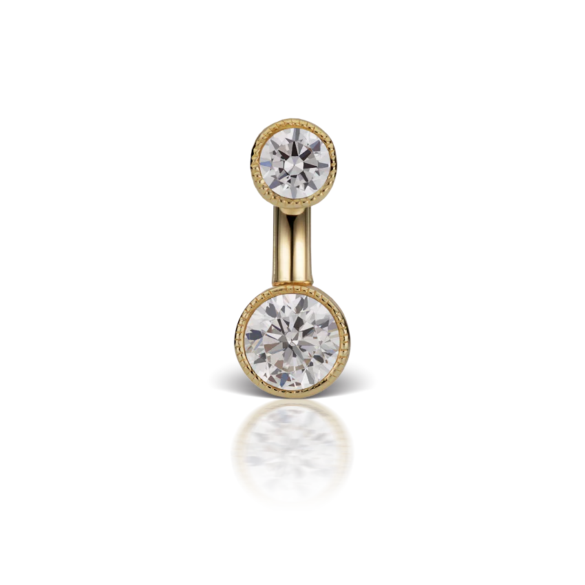 Scallop Set Cubic Zirconia Engraved Rook Barbell - Image 24