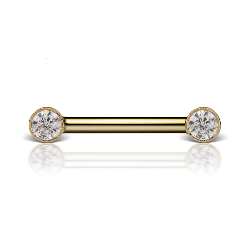 Cubic Zirconia Engraved Nipple Barbell - Image 18