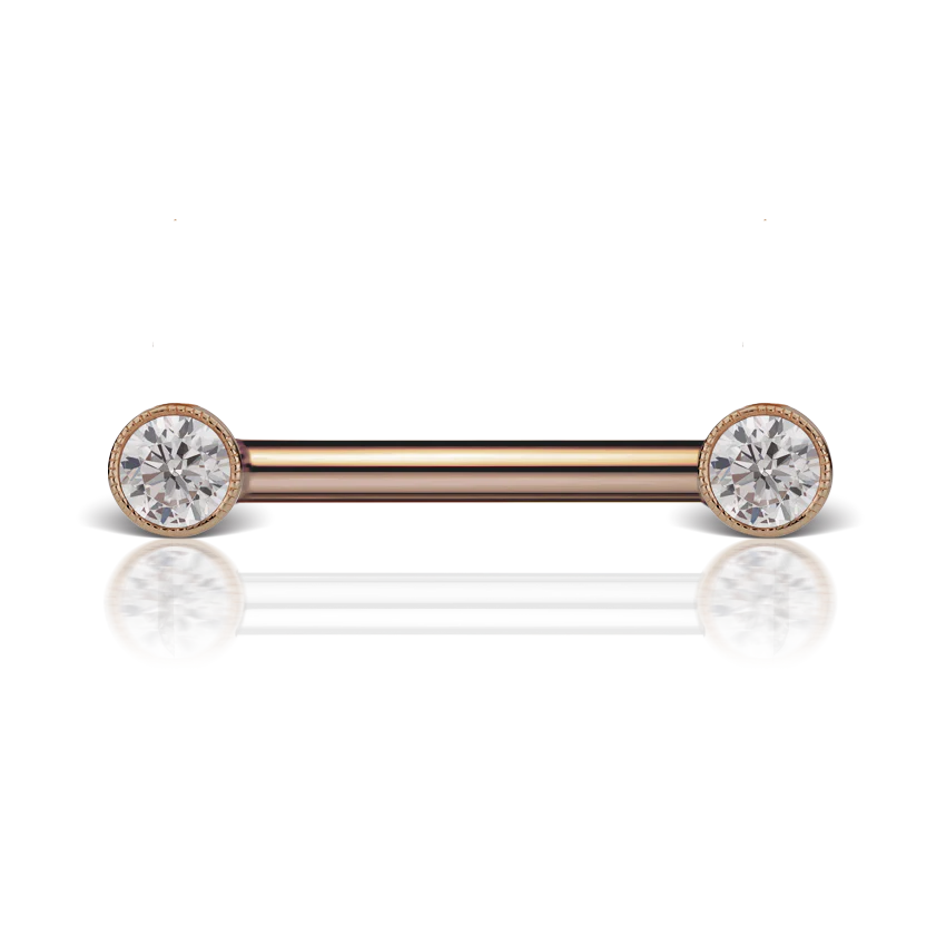 Cubic Zirconia Engraved Nipple Barbell - Image 29