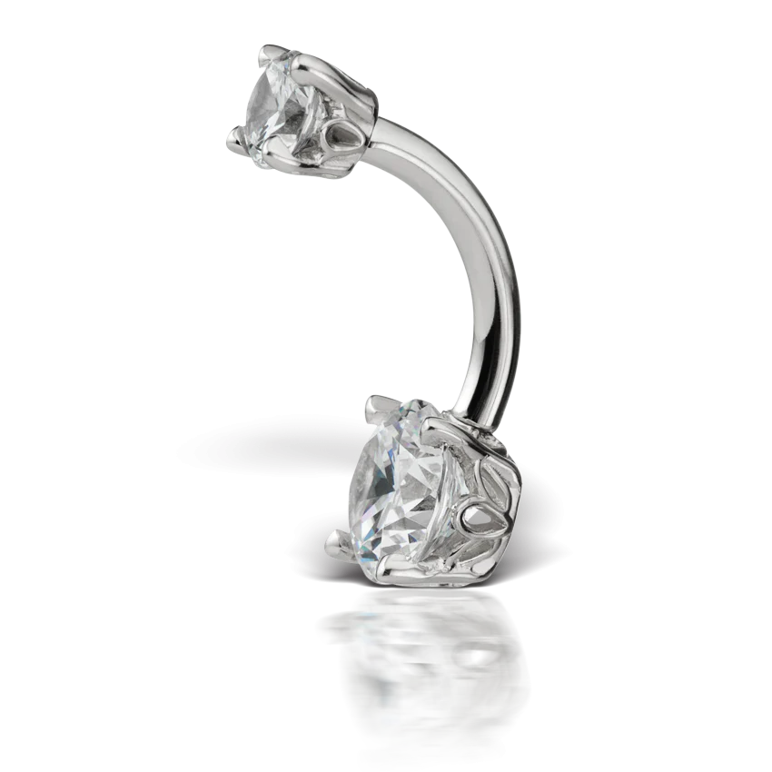 Cubic Zirconia Prong Solitaire Barbell - Image 12