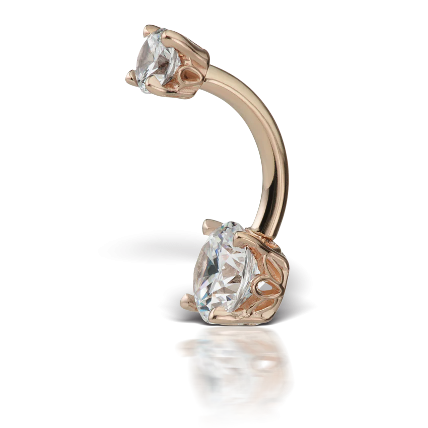 Cubic Zirconia Prong Solitaire Barbell - Image 54