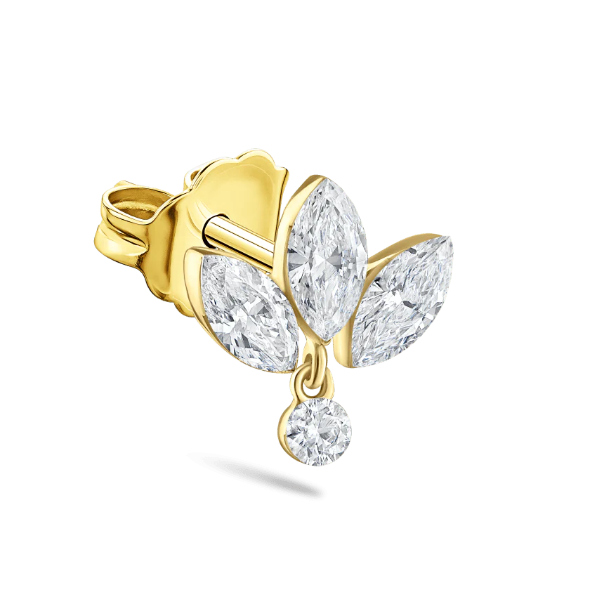 Invisible Set Diamond Lotus Dangle Stud Earring - Image 4