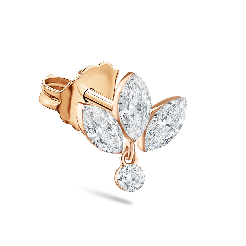 Invisible Set Diamond Lotus Dangle Stud Earring - Image 6