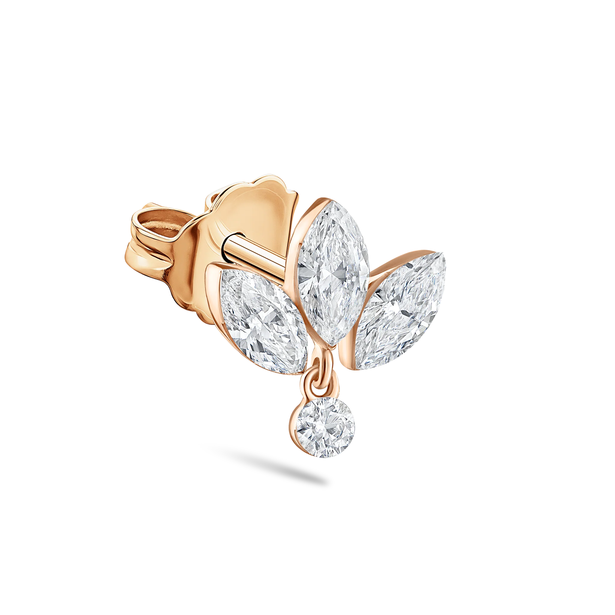 Invisible Set Diamond Lotus Dangle Stud Earring - Image 8