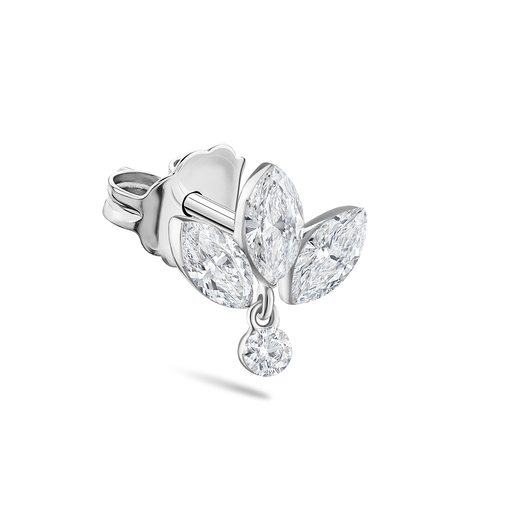 Invisible Set Diamond Lotus Dangle Stud Earring - Image 9