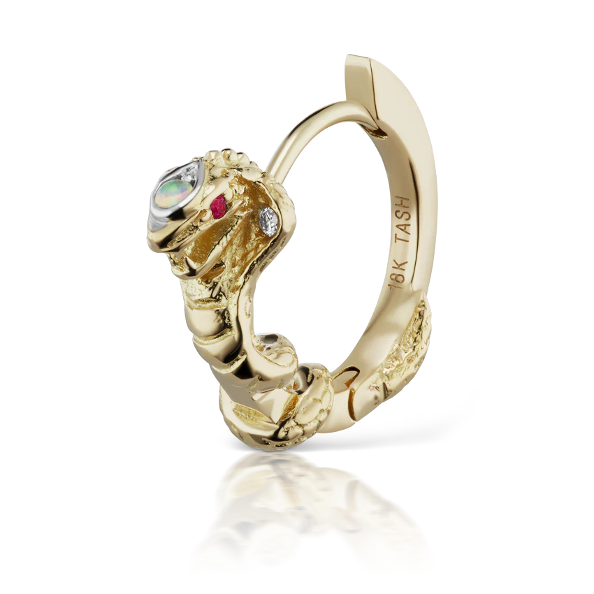 8mm Cobra Clicker with Opal Head and Ruby Eyes - Image 6