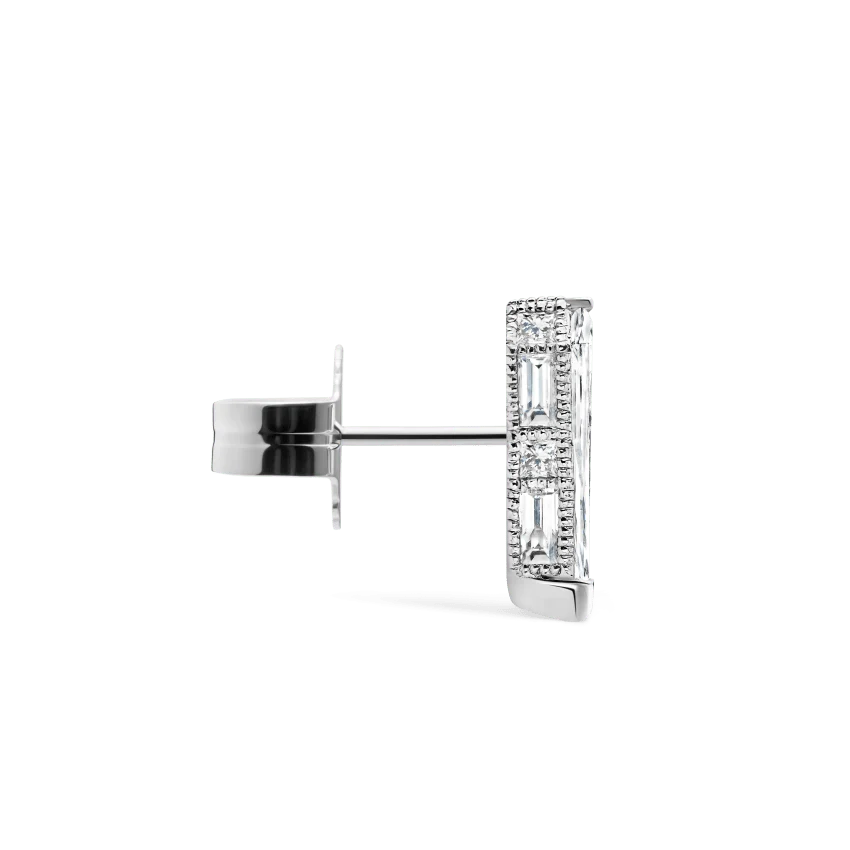 Engraved Silhouette Diamond Stud Earring - Image 4