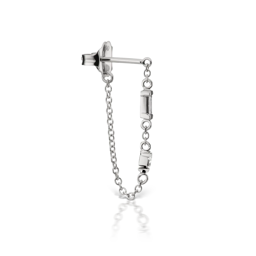 Baguette and Triangle Diamond Chain Wrap Stud Earring - Image 4