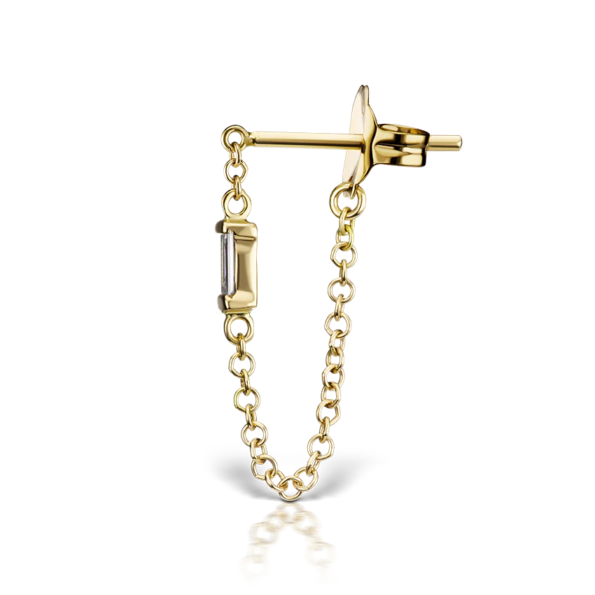 Baguette Diamond Chain Wrap Stud Earring - Image 11