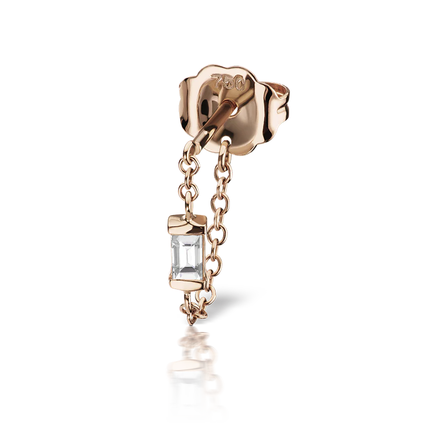 Baguette Diamond Chain Wrap Stud Earring - Image 12