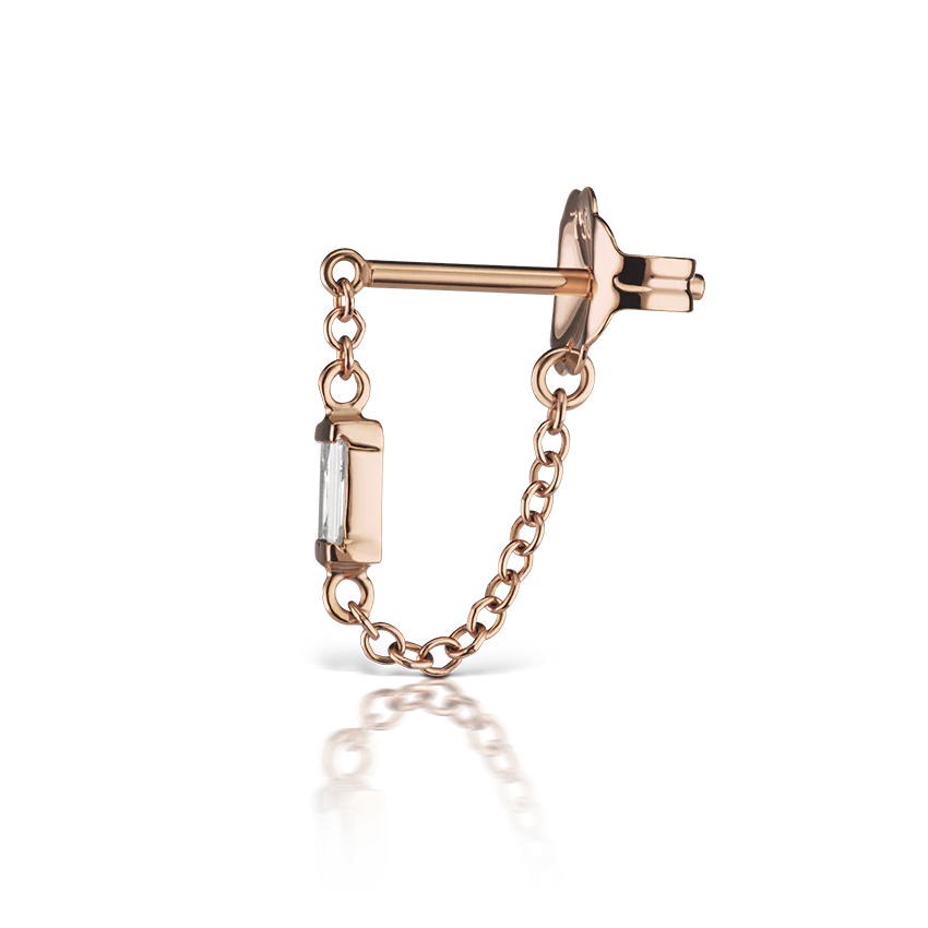 Baguette Diamond Chain Wrap Stud Earring - Image 13