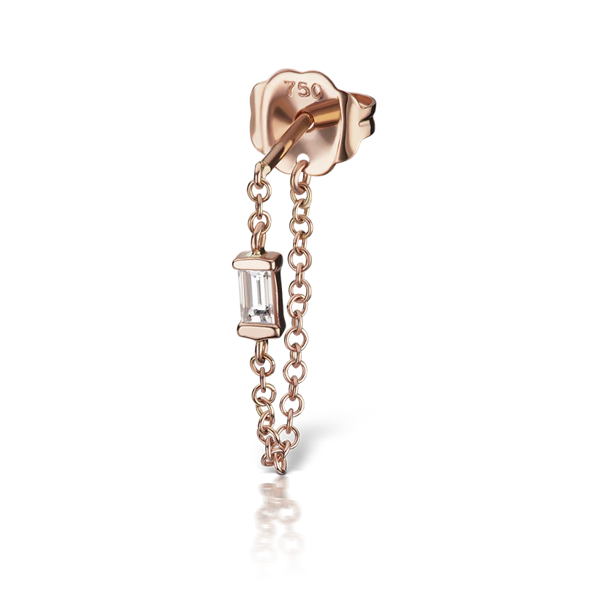 Baguette Diamond Chain Wrap Stud Earring - Image 15