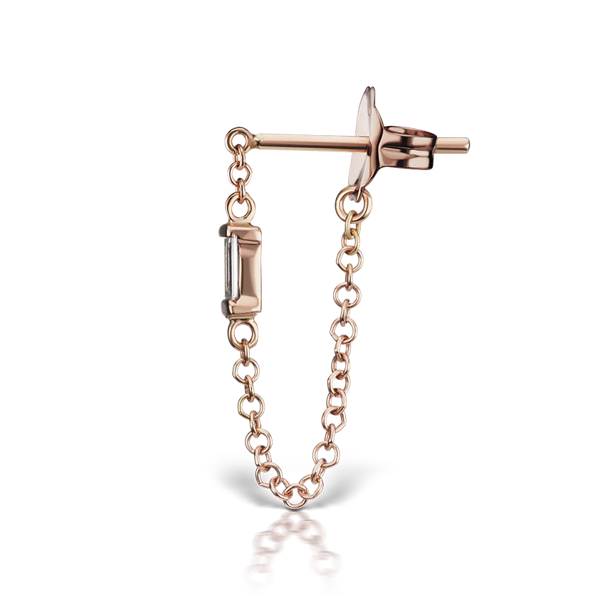 Baguette Diamond Chain Wrap Stud Earring - Image 16