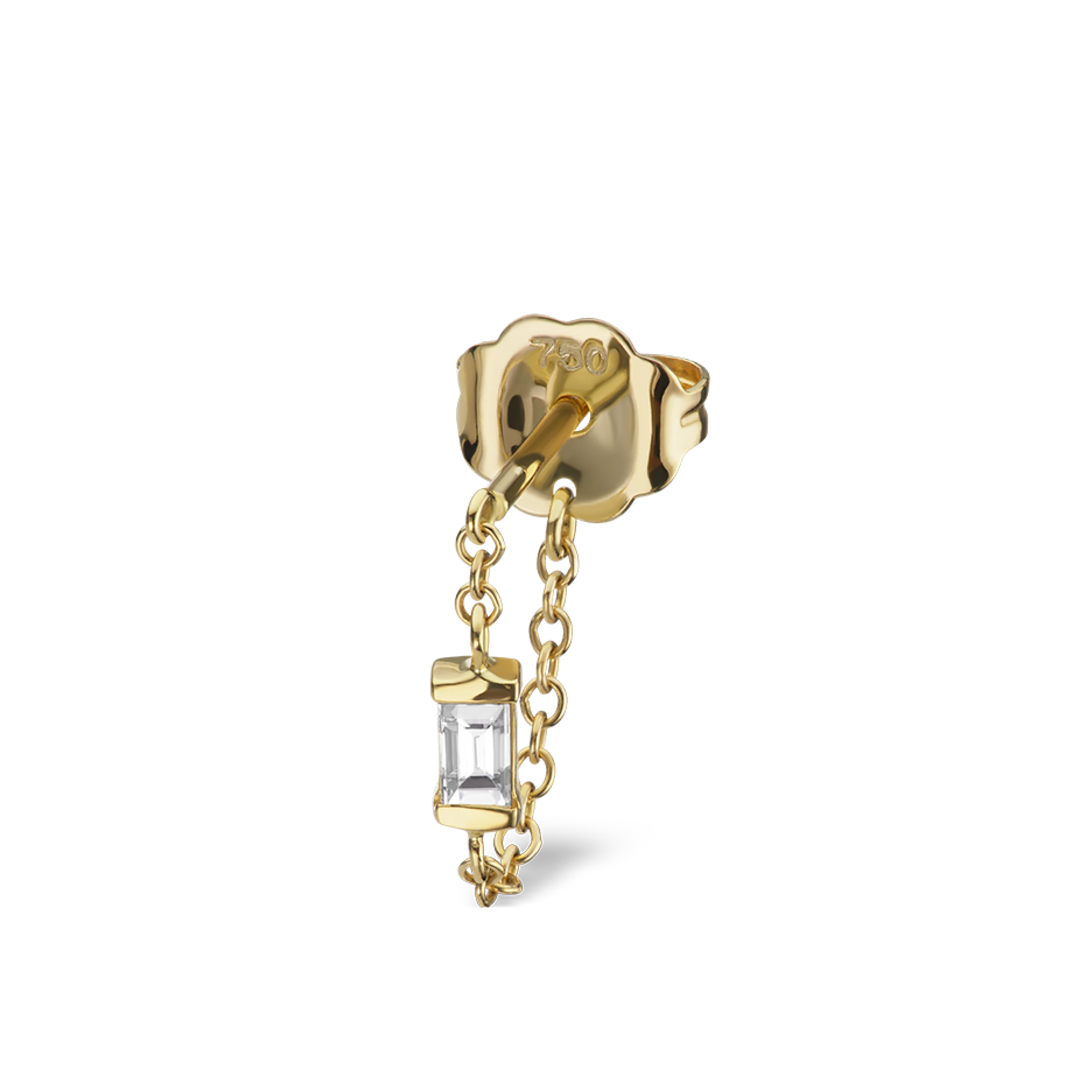 Baguette Diamond Chain Wrap Stud Earring - Image 17