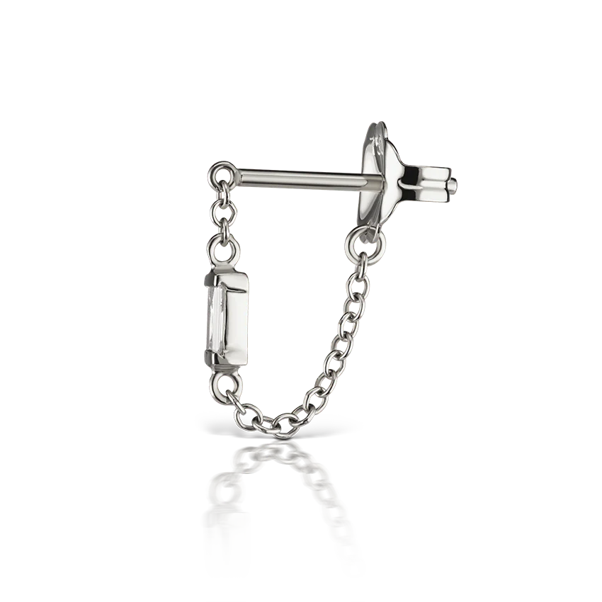 Baguette Diamond Chain Wrap Stud Earring - Image 3