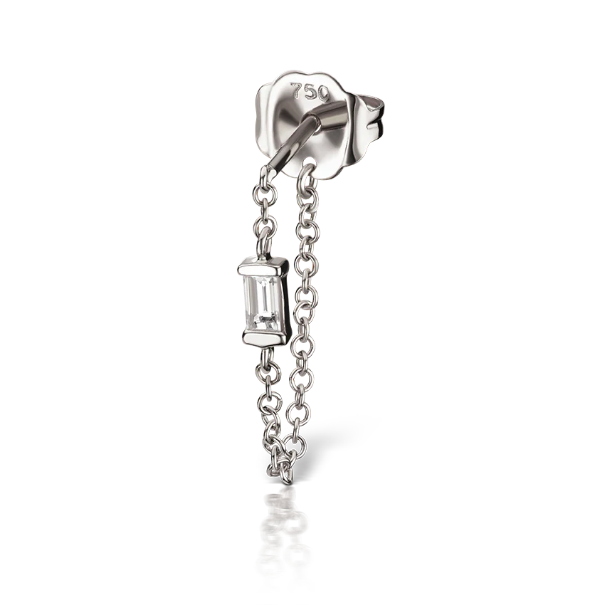 Baguette Diamond Chain Wrap Stud Earring - Image 5