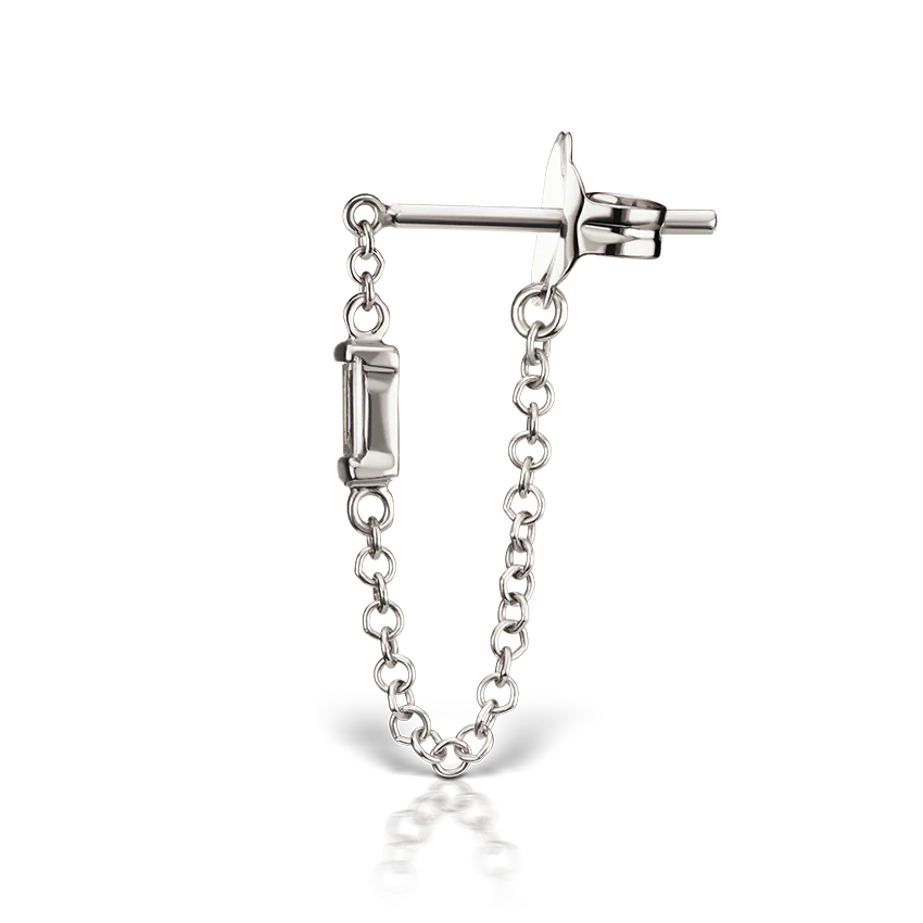 Baguette Diamond Chain Wrap Stud Earring - Image 6