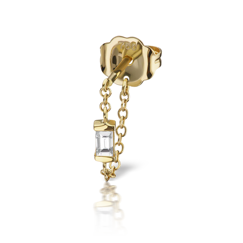 Baguette Diamond Chain Wrap Stud Earring - Image 7