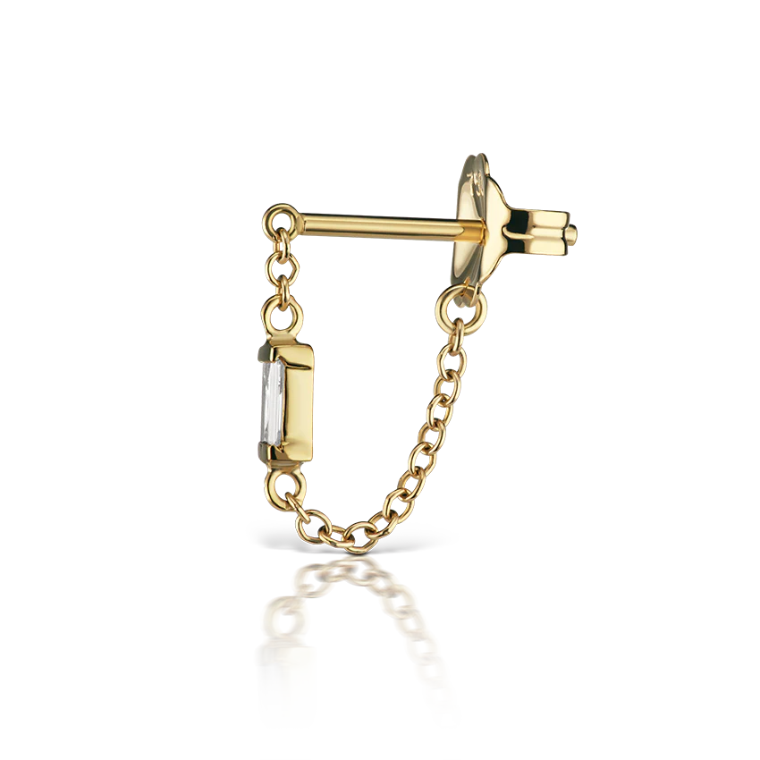Baguette Diamond Chain Wrap Stud Earring - Image 8