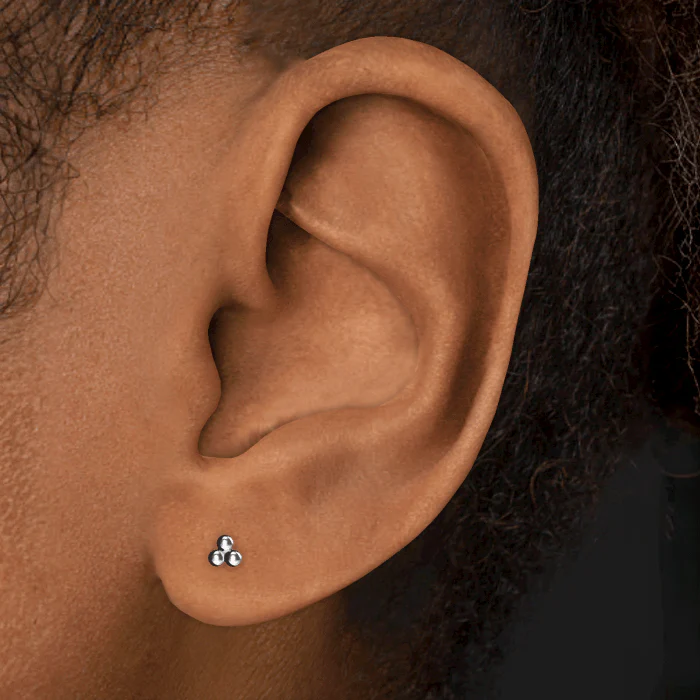 Ball Trinity Threaded Stud Earring - Image 14
