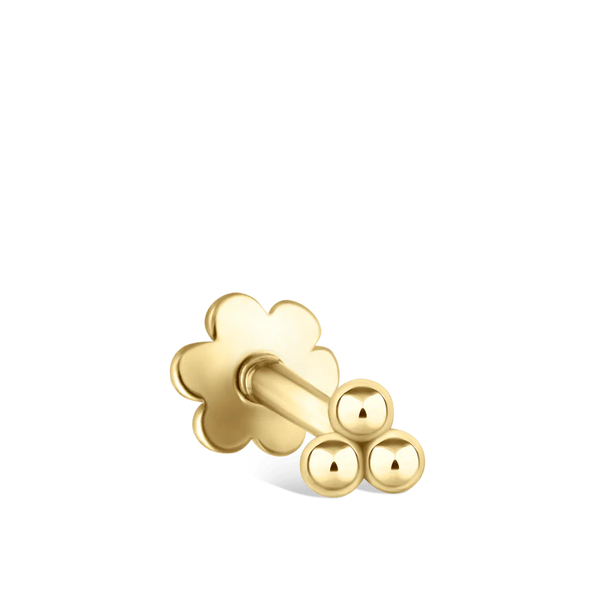 Ball Trinity Threaded Stud Earring With Titanium Backing