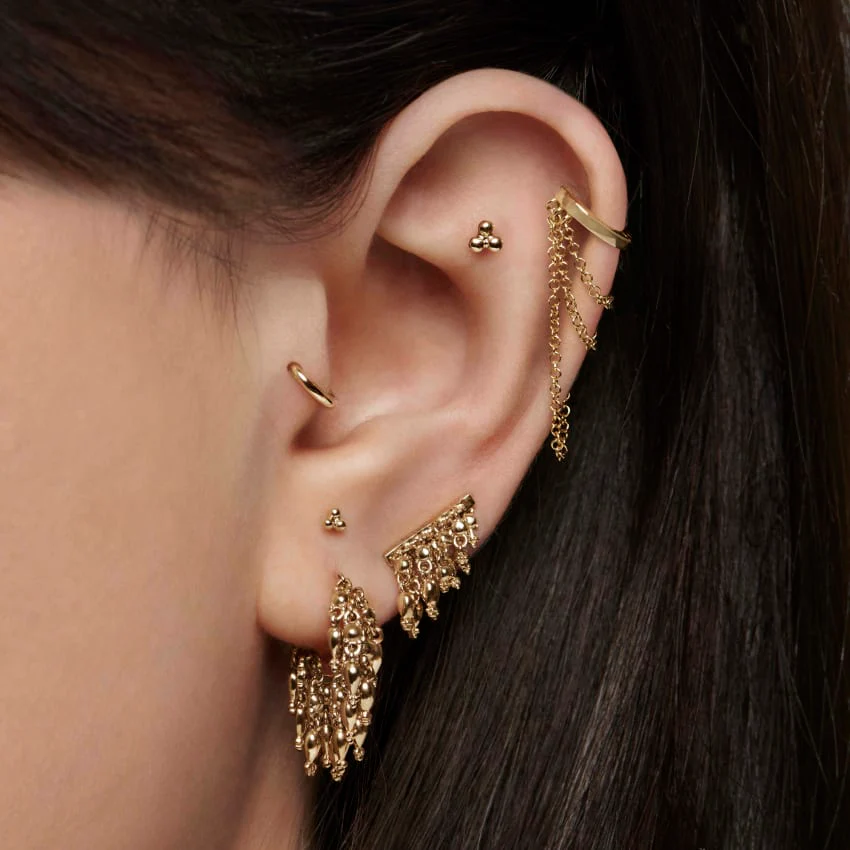 Ball Trinity Threaded Stud Earring With Titanium Backing - Image 17