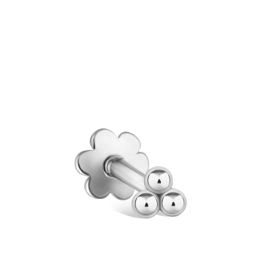 Ball Trinity Threaded Stud Earring With Titanium Backing - Image 2