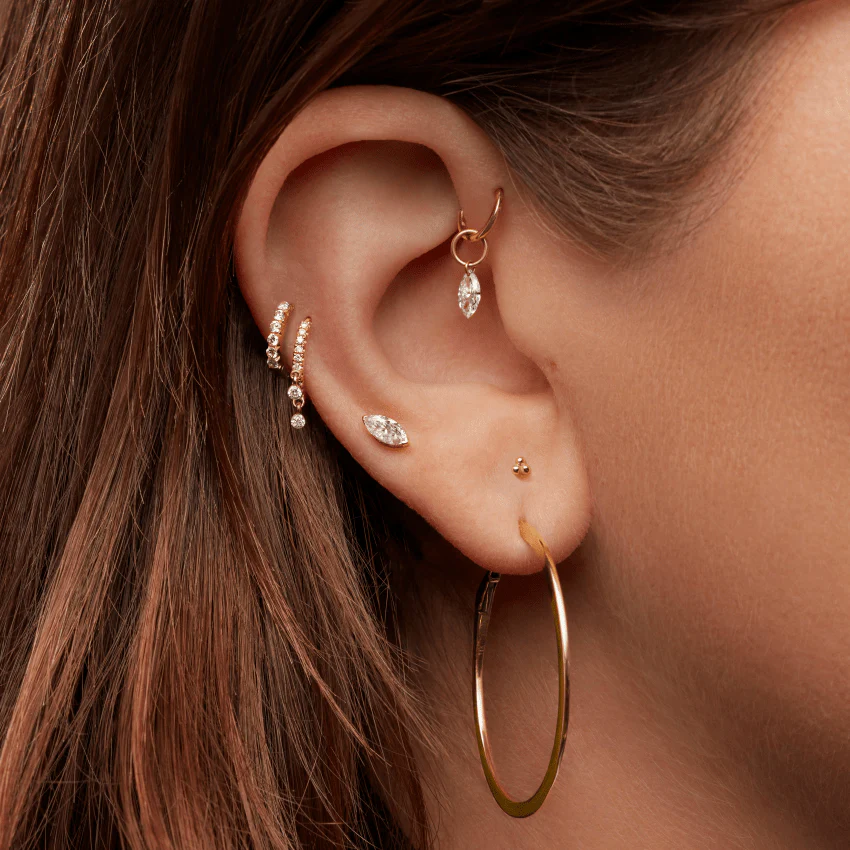 Ball Trinity Threaded Stud Earring With Titanium Backing - Image 4
