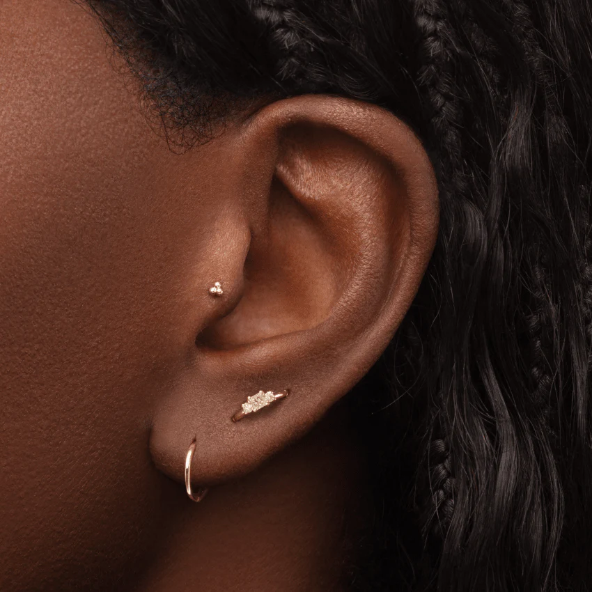Ball Trinity Threaded Stud Earring With Titanium Backing - Image 5
