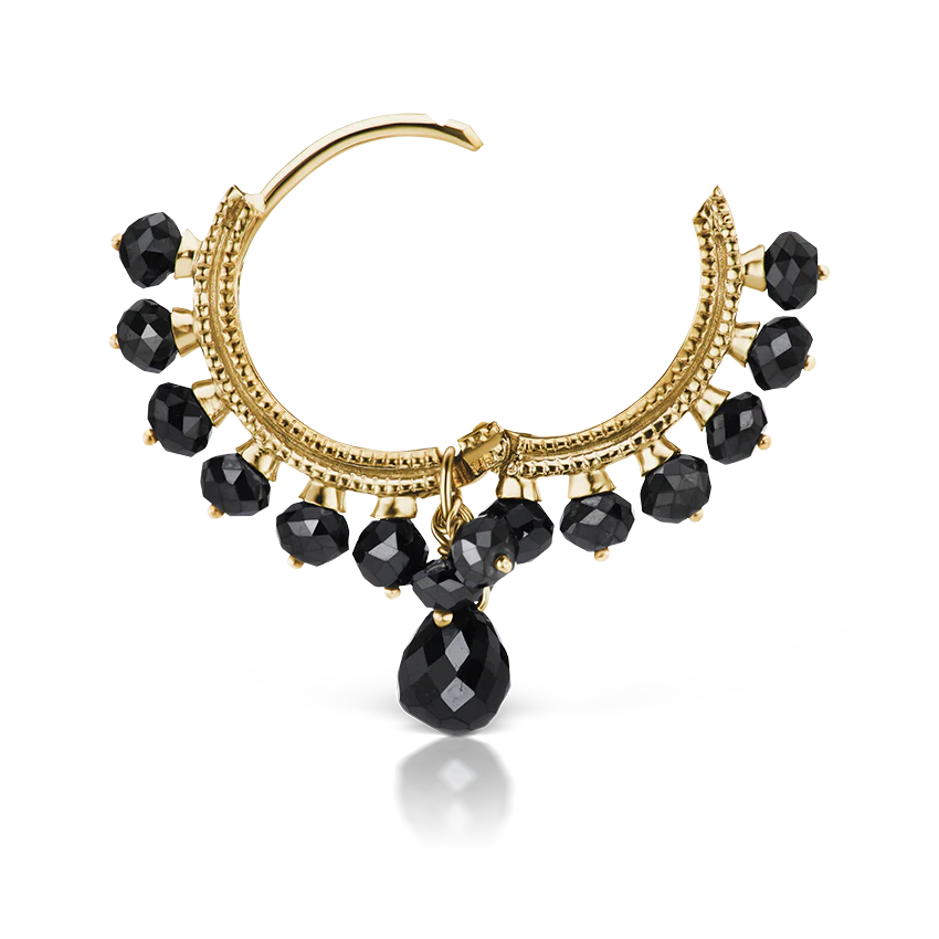 Black Diamond Coronet with Briolette Hoop Earring - Image 10