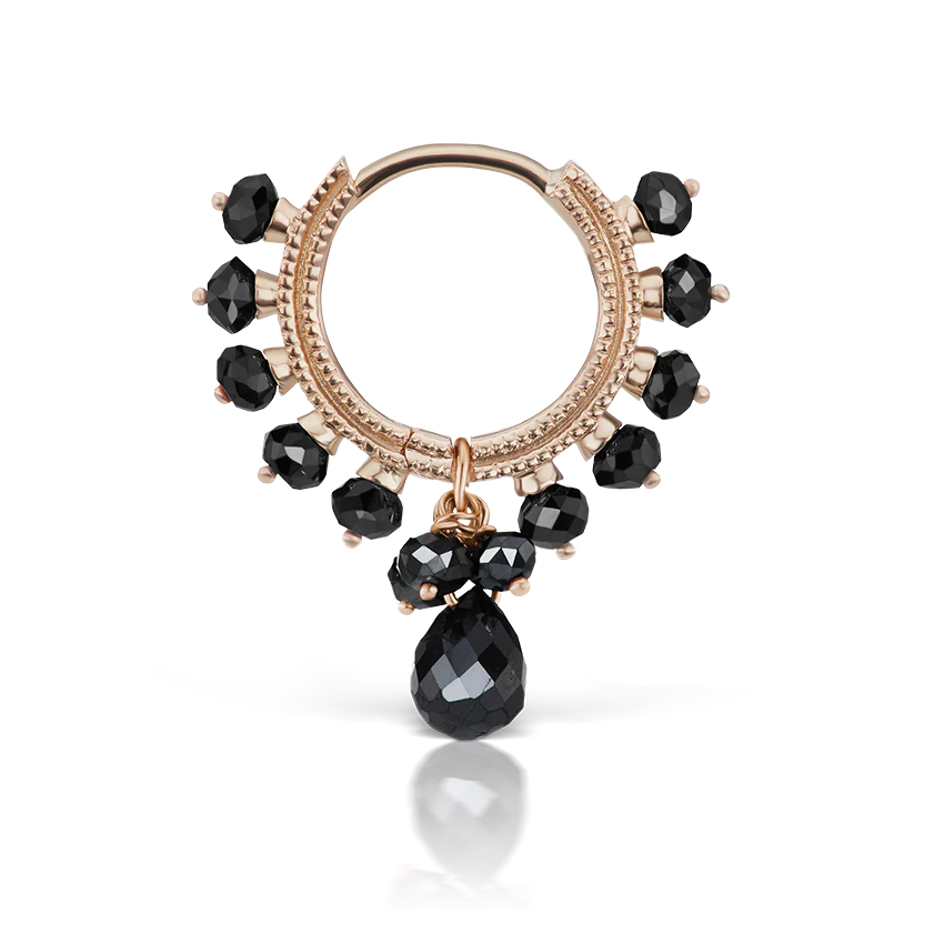 Black Diamond Coronet with Briolette Hoop Earring - Image 12