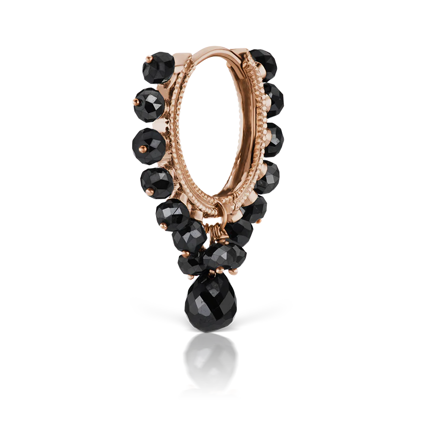 Black Diamond Coronet with Briolette Hoop Earring - Image 13