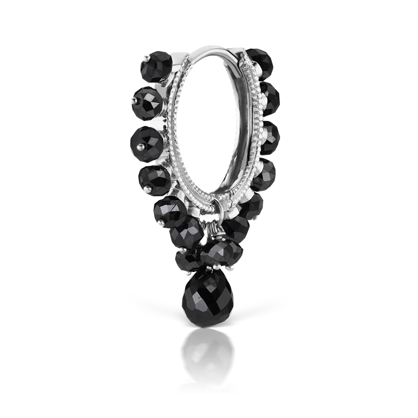 Black Diamond Coronet with Briolette Hoop Earring - Image 3