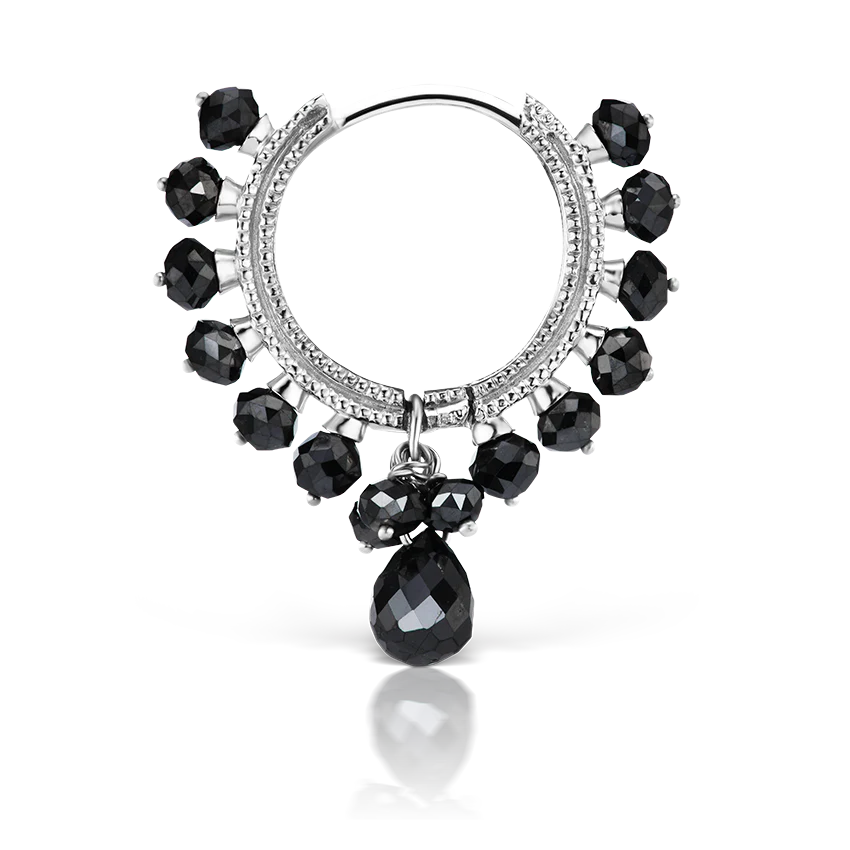 Black Diamond Coronet with Briolette Hoop Earring - Image 4