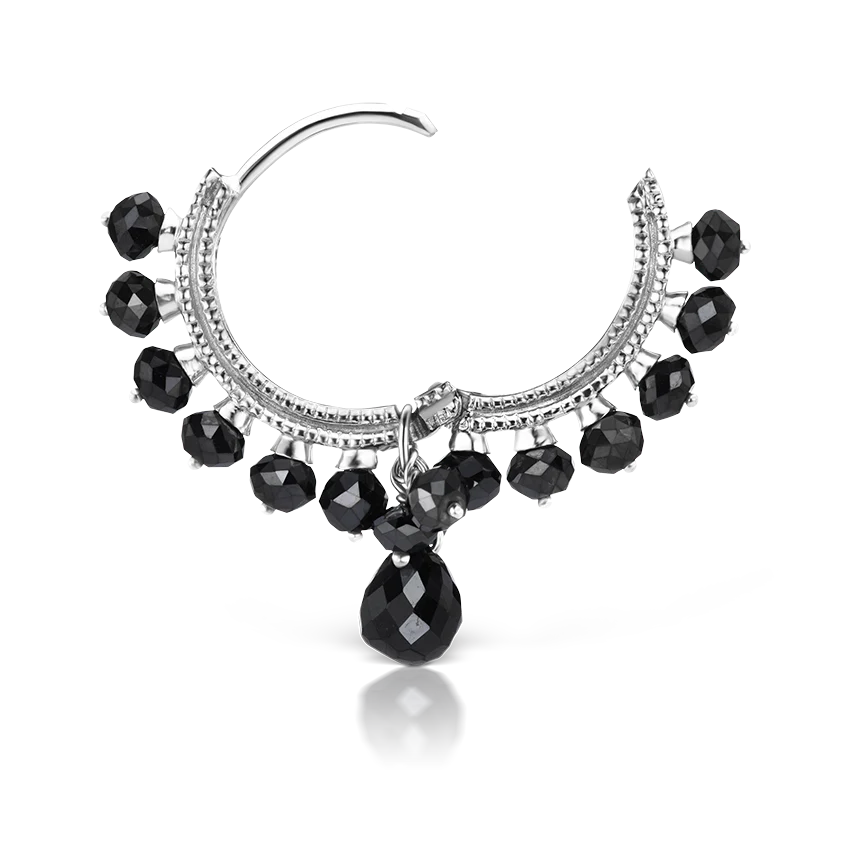 Black Diamond Coronet with Briolette Hoop Earring - Image 5