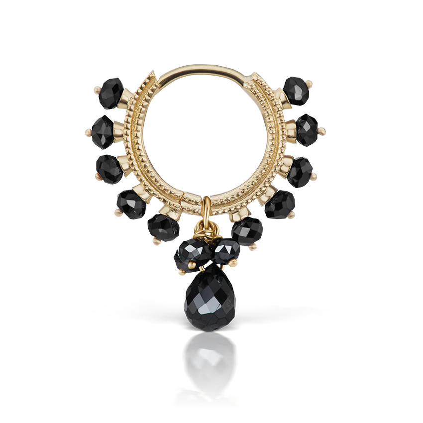 Black Diamond Coronet with Briolette Hoop Earring - Image 7