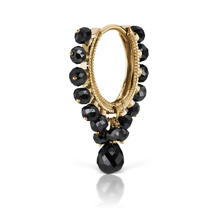 Black Diamond Coronet with Briolette Hoop Earring - Image 8