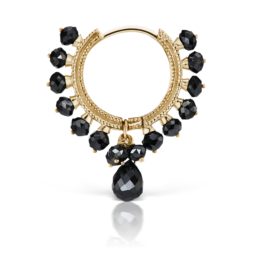 Black Diamond Coronet with Briolette Hoop Earring - Image 9