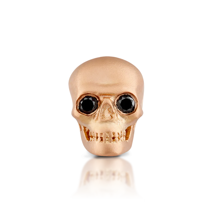 Black Diamond Eye Matte Skull Threaded Stud Earring With Titanium Backing - Image 10