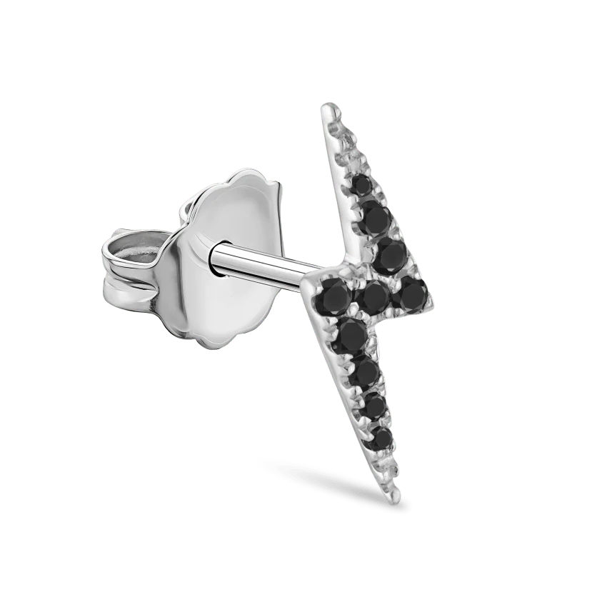 Black Diamond Lightning Bolt Stud Earring - Image 3